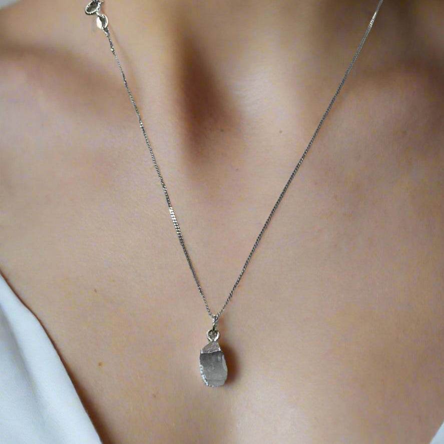 Sterling Silver Necklace with Moonstone Pendant