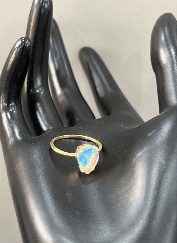 Luminous Elegance: Handcrafted 18 Karat Gold-Plated Topaz Gemstone Ring - Saras Beads & Jewellery