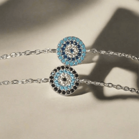 Round Evil Eye Sterling Silver Bracelets Collection