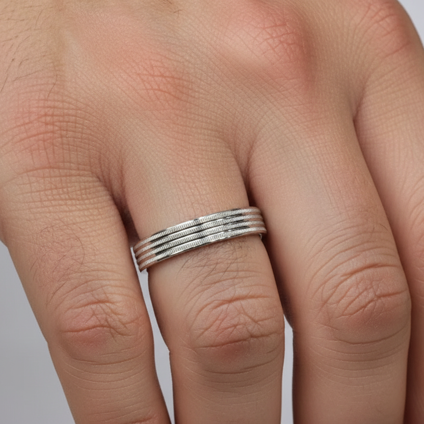 Dynamic Twist Sterling Silver Men's Ring