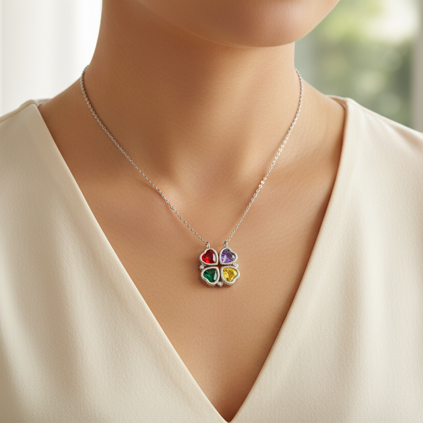 Flower Hearts Necklace – Multicolour Blooming Pendant that Opens and Closes
