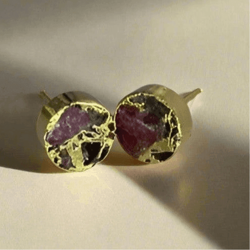 Golden Blossom: Handcrafted 18 Karat Gold-Plated Floral Stud Earrings - Saras Beads & Jewellery