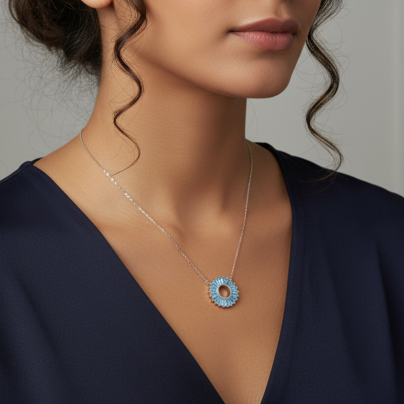 Sterling Silver Blue Evil Eye Necklace