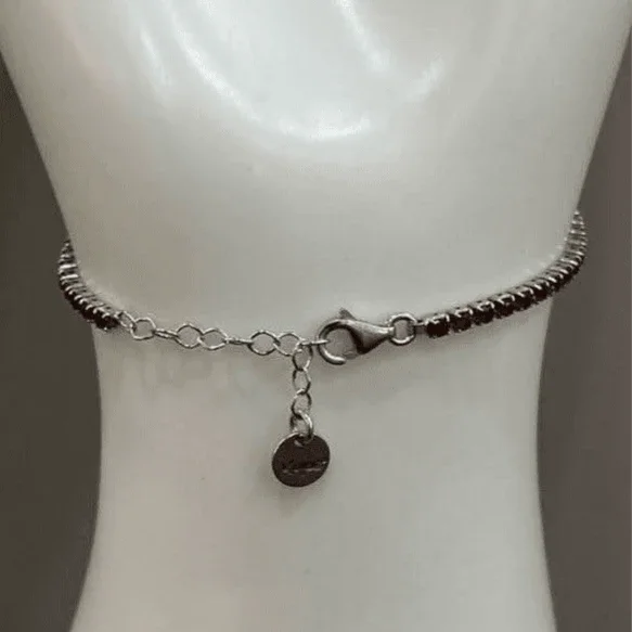 Radiant Gleam: Sterling Silver Tennis Bracelet Anklet Elegance with a Lobster Adjustable Clasp - Saras Beads & Jewellery