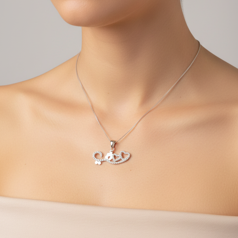 Arabic Necklace Love: Heartfelt Design with Artistic Twist