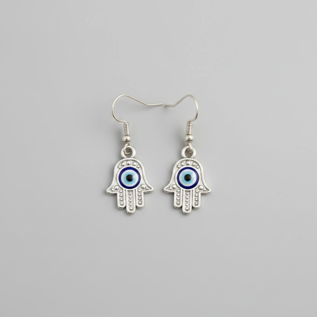 Hamsa Hand Evil Eye Charm Earrings