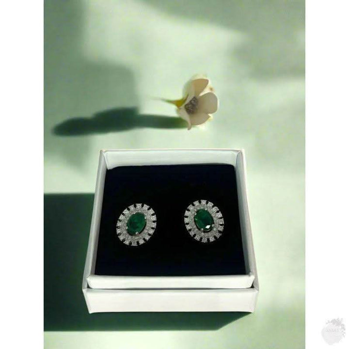 Radiant Emerald Soliraire Stud Earrings - Saras Beads & Jewellery