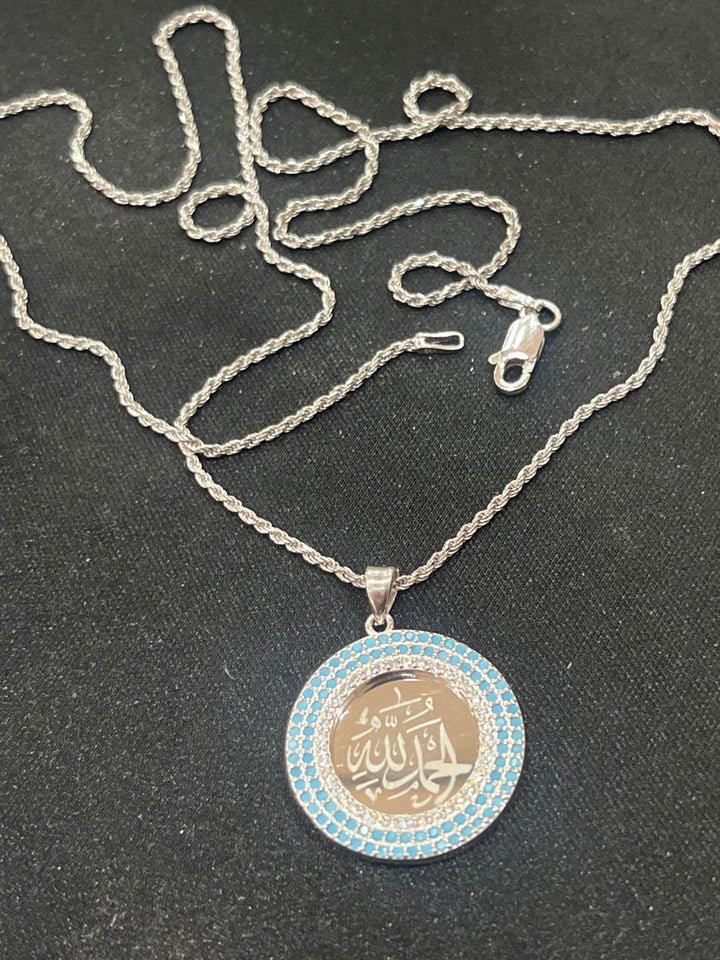 A Gratitude Glow: Rhodium-Plated Sterling Silver Alhamdulilah Necklace - Saras Beads & Jewellery