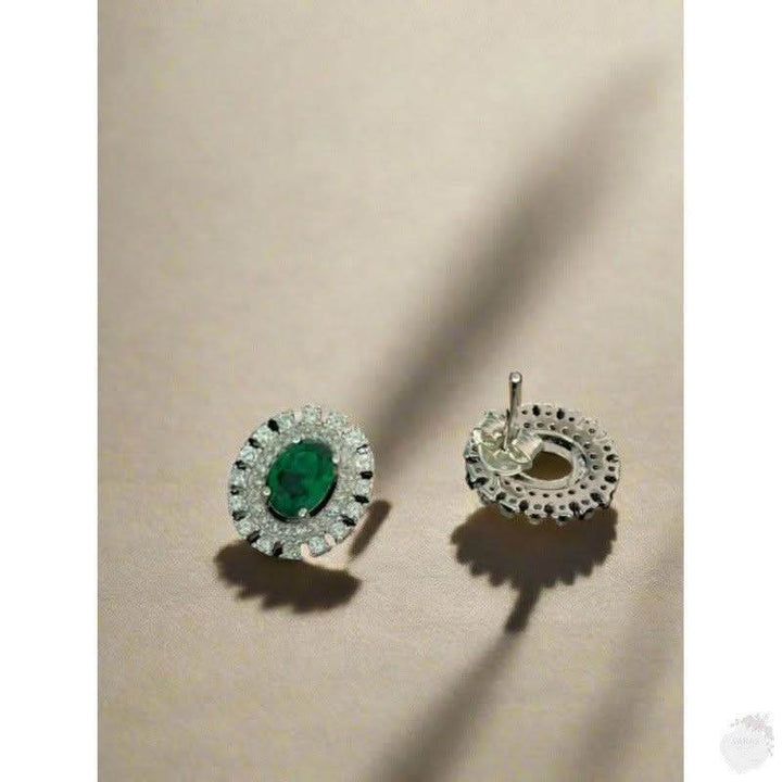 Radiant Emerald Soliraire Stud Earrings - Saras Beads & Jewellery