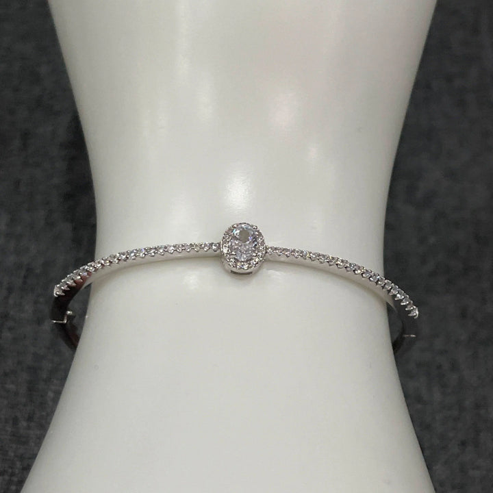 Sterling Silver Zirconia Bangles | Ruby, Emerald, Sapphire & White - Saras Beads & Jewellery