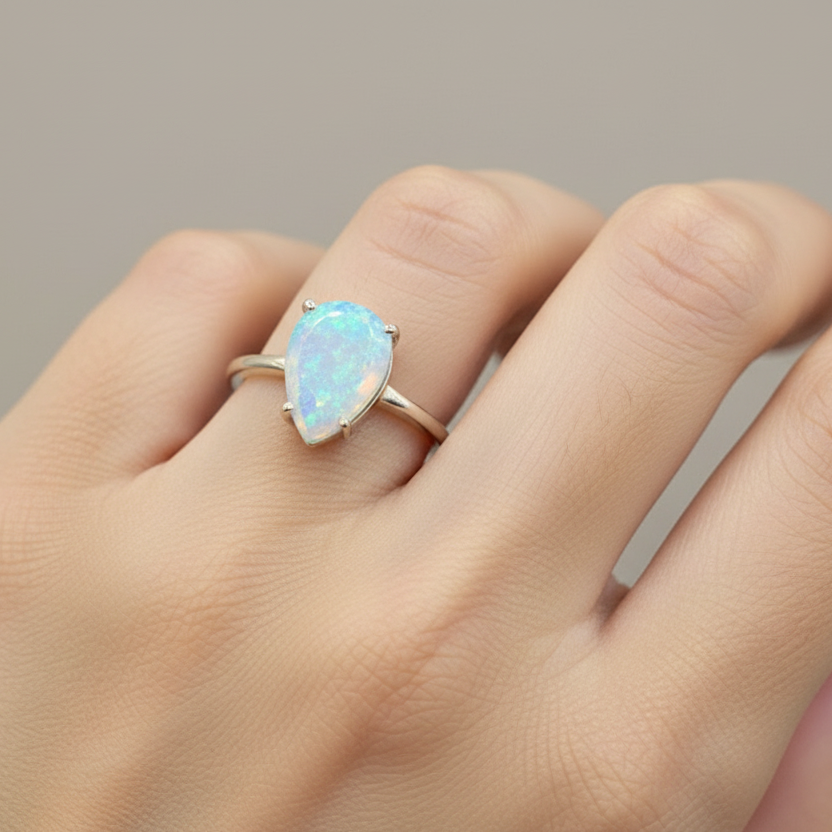 Gold Plated Pear Opal Ring