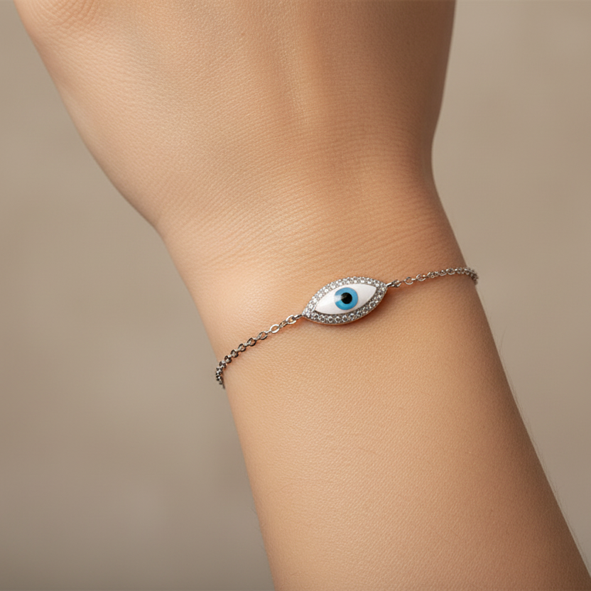 Sterling Silver White Eye Bracelet – A Symbol of Clarity