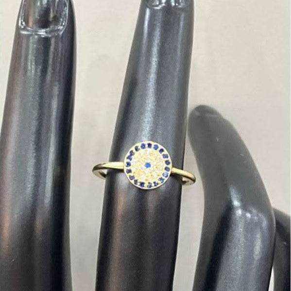 Adjustable Gold Plated Evil Eye Ring: Elegant Protection in a Timeless Design - Saras Beads & Jewellery