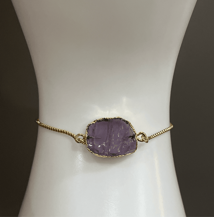 Handmade Adjustable Gold Plated Bracelet with Handcrafted Semi-Precious Stones - Saras Beads & Jewellery