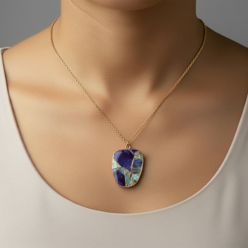 Sapphire Jade Copper Turquoise Pendant