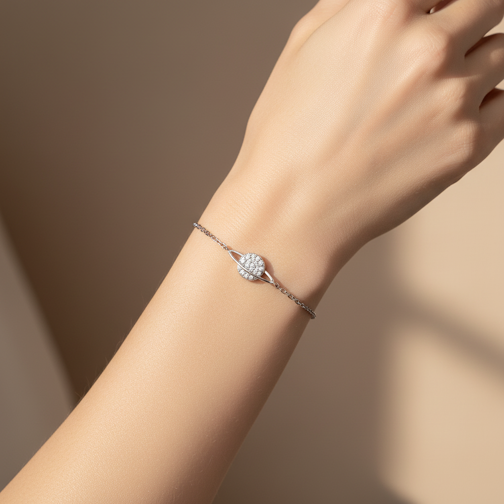 Saturn Sphere Sterling Silver Bracelet