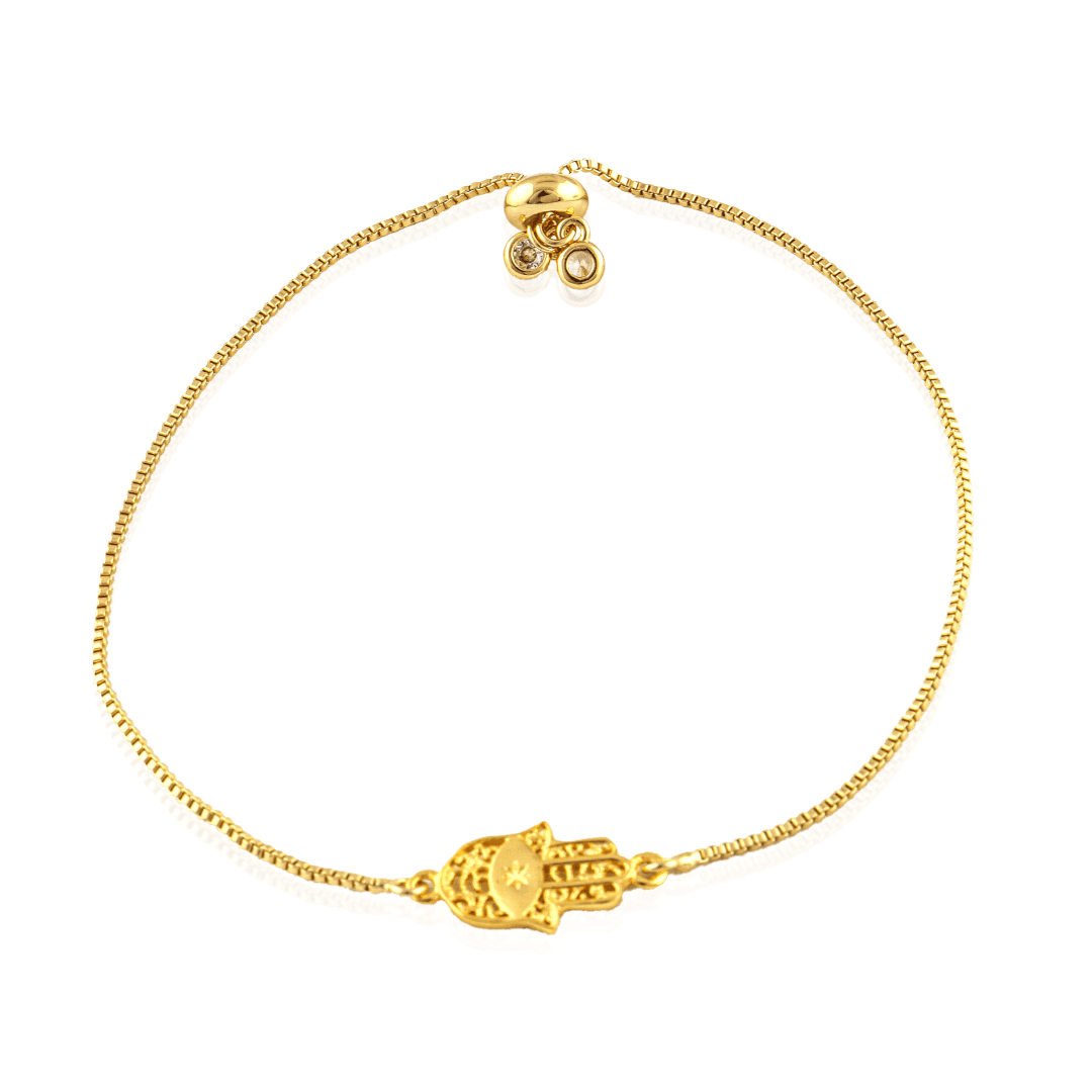 Hamsa Gold Bracelet: Sterling Silver with Gold Plating