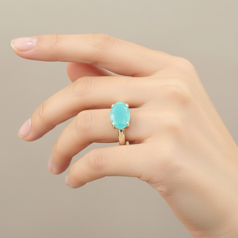 Chalcedony Ring Gold: Radiant Gold Plated Glow