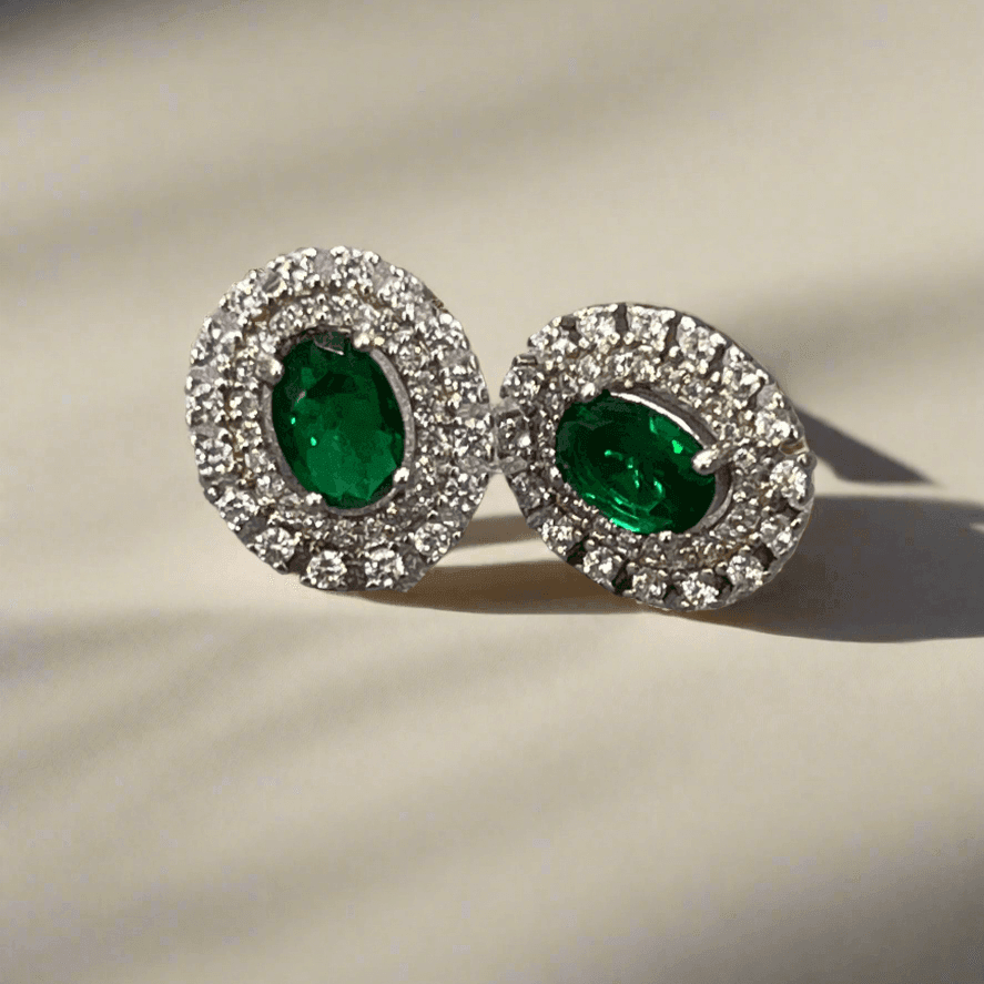Radiant Emerald Soliraire Stud Earrings