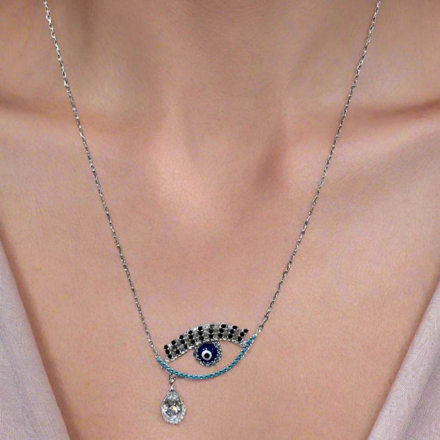 Unique Sterling Silver Eye Necklace – A Stylish Symbol of Elegance