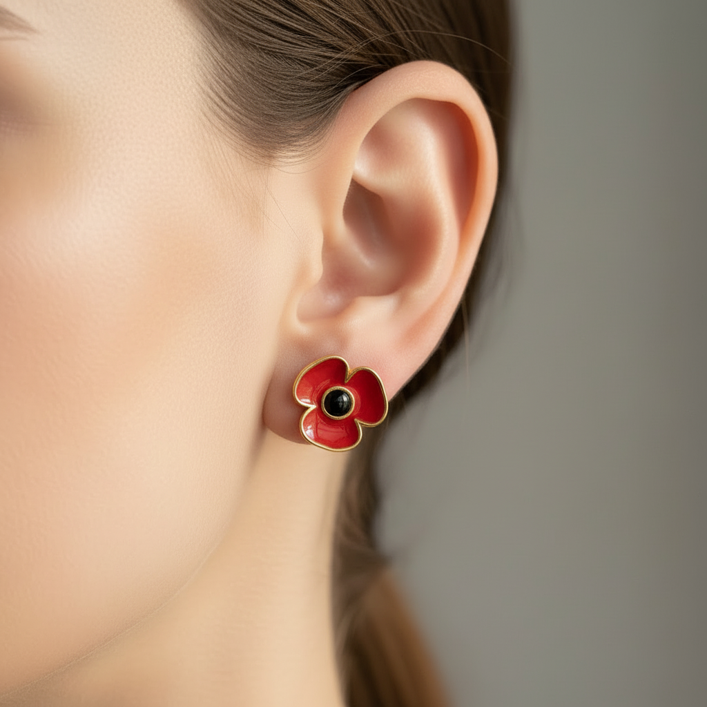 Handcrafted Sterling Silver and Gold Plated Poppy Studs