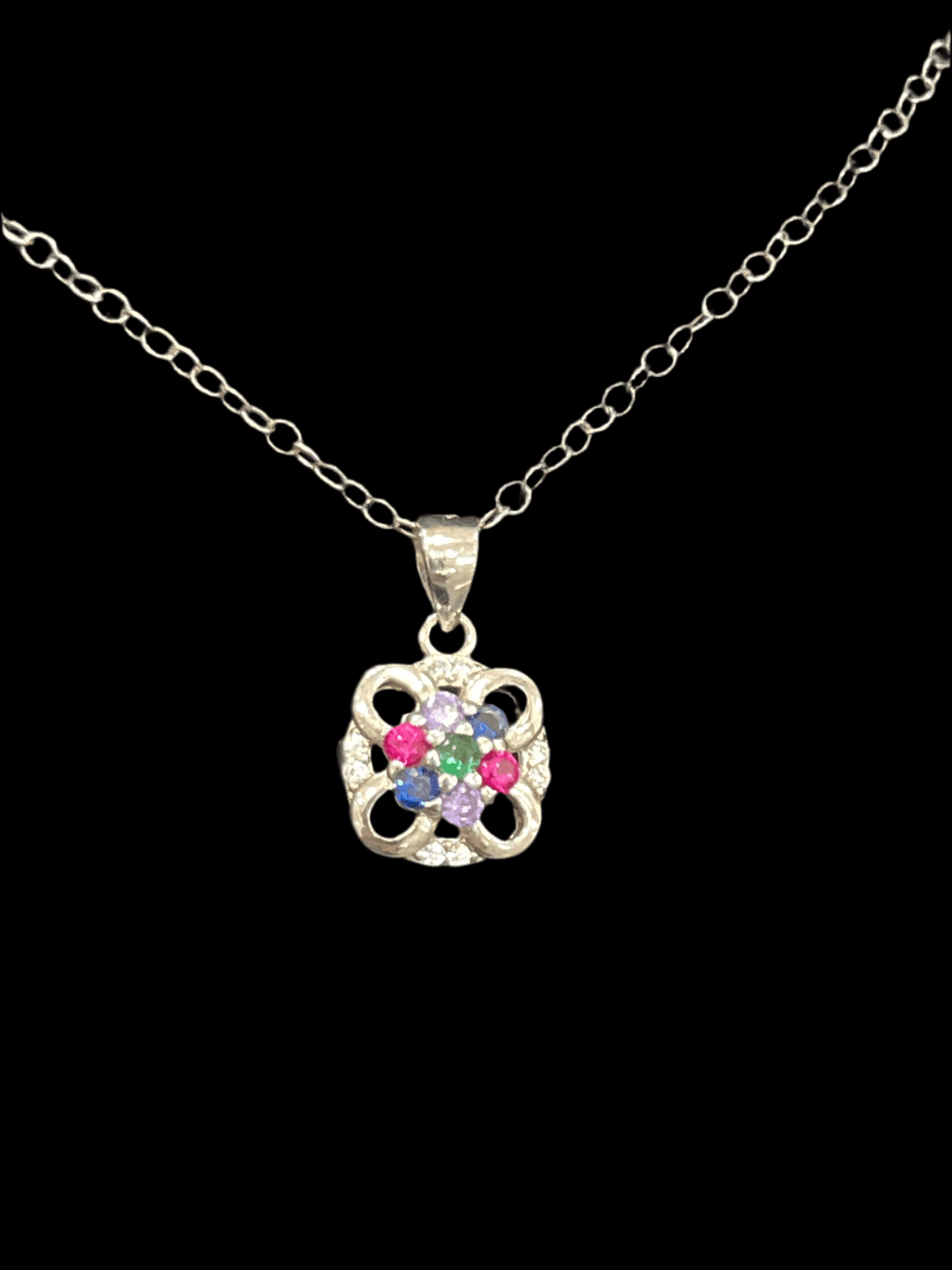 Bloom Finest: Sterling Silver Colorful Flower Necklace