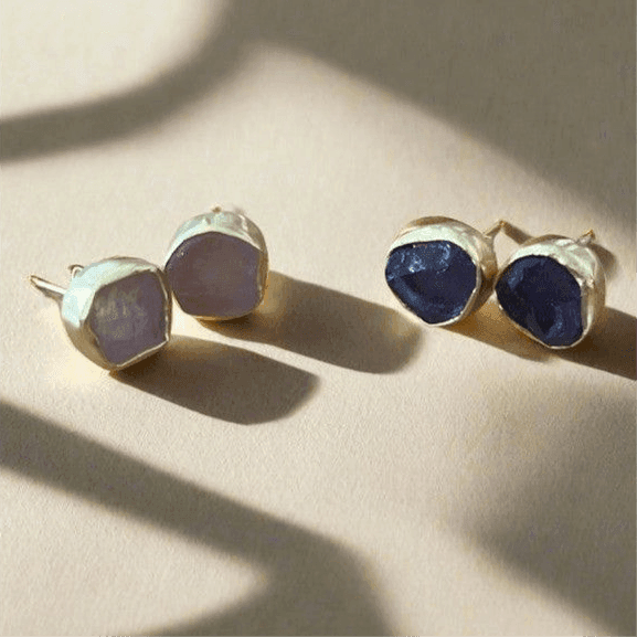 Whispers of Serenity: Handcrafted Rose Quartz and Amethyst Stud Earrings