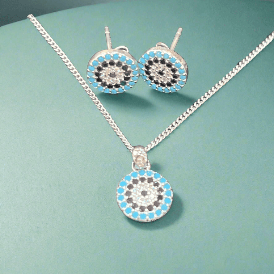 Ward off Negativity: Sterling Silver Evil Eye Set