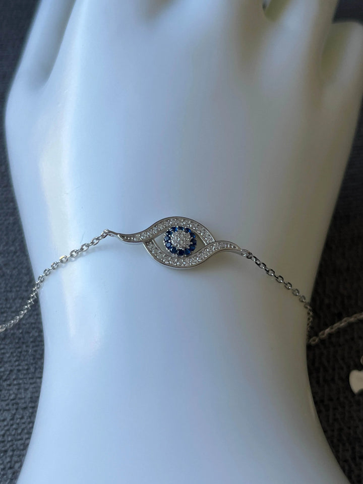 Mystical Sterling Silver Evil Eye Bracelet - Saras Beads & Jewellery
