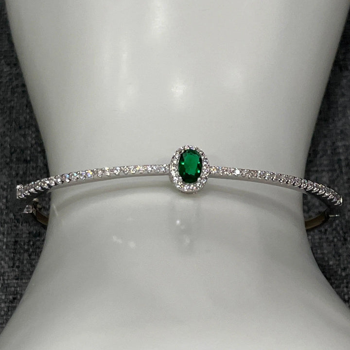 Sterling Silver Zirconia Bangles | Ruby, Emerald, Sapphire & White - Saras Beads & Jewellery