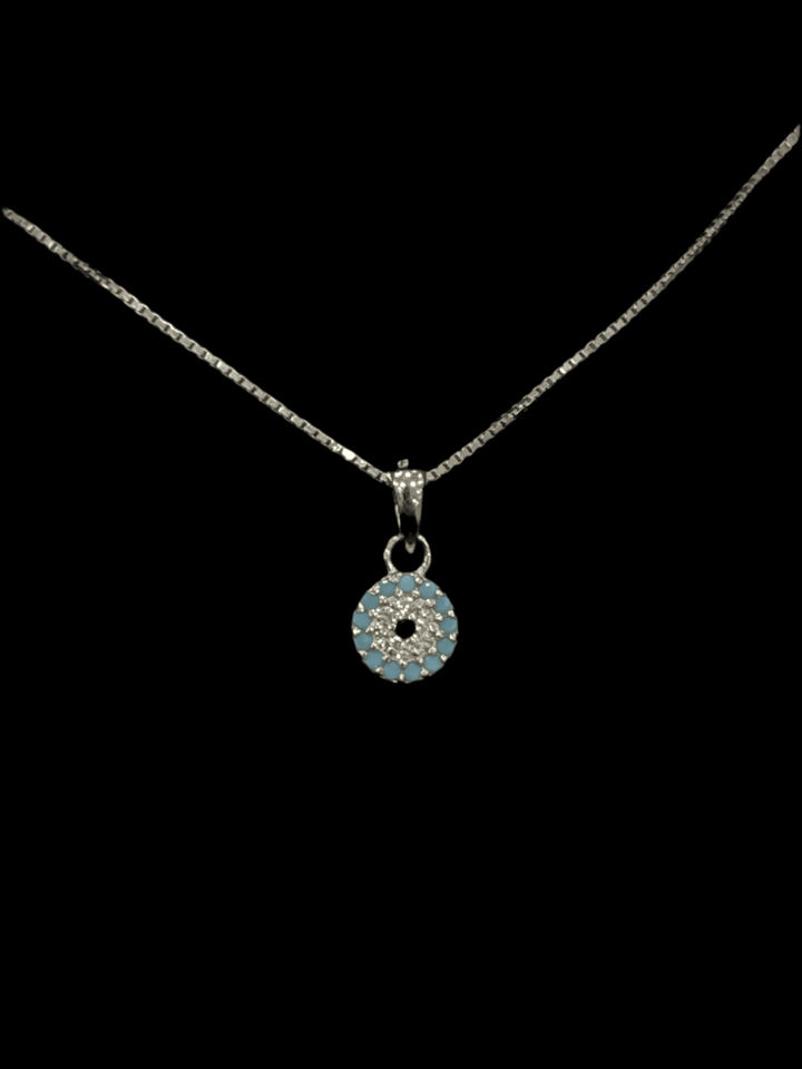Mesmerizing Elegance: The Light Blue Evil Eye Sterling Silver Set - Saras Beads & Jewellery