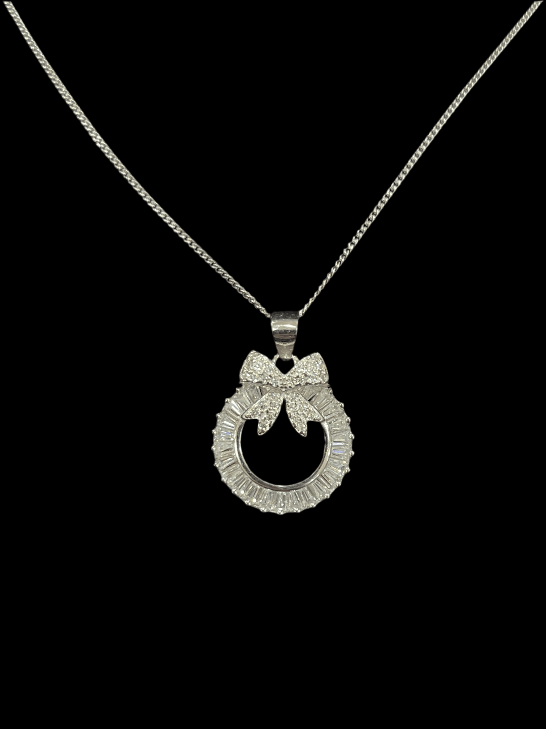 Sterling Silver Necklace with Playful Kitten Winter Rhodium Plated with Zirconia– A Whimsical Touch of Elegance