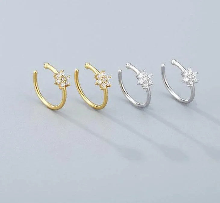 Handcrafted Sterling Silver & Gold Plated Flower Nose Rings