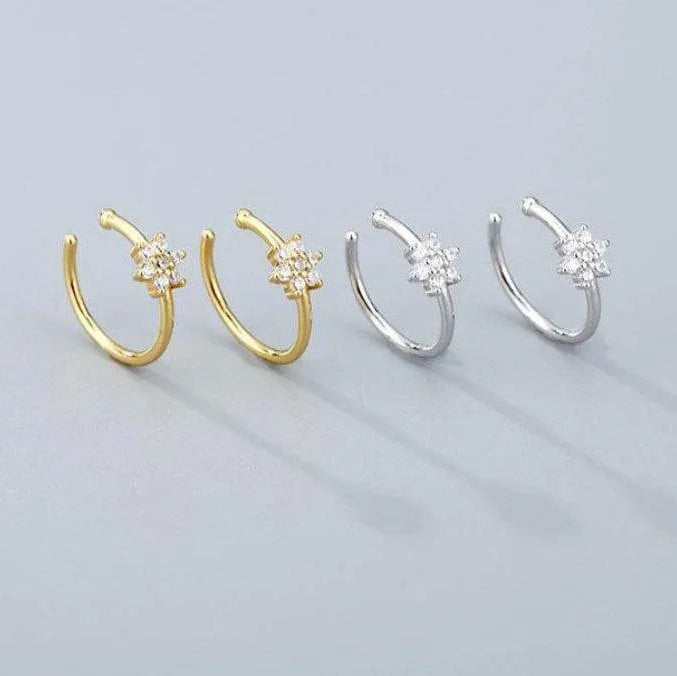 Handcrafted Sterling Silver & Gold Plated Flower Nose Rings