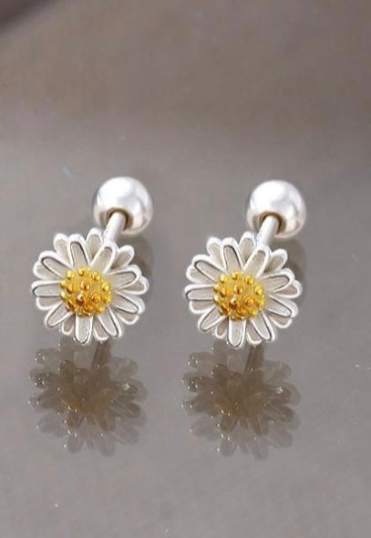 Sterling Silver Small Daisy Stud Earrings Nickel Free with Secure Back Elegant Floral Jewellery