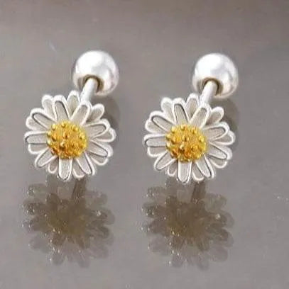 Sterling Silver Small Daisy Stud Earrings Nickel Free with Secure Back Elegant Floral Jewellery - Saras Beads & Jewellery
