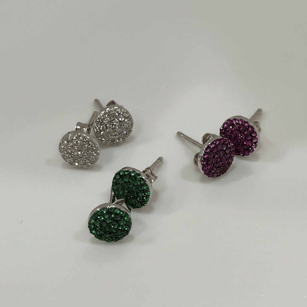 Pavé Crystal Stud Earrings in 925 Sterling Silver (Nickel-Free)