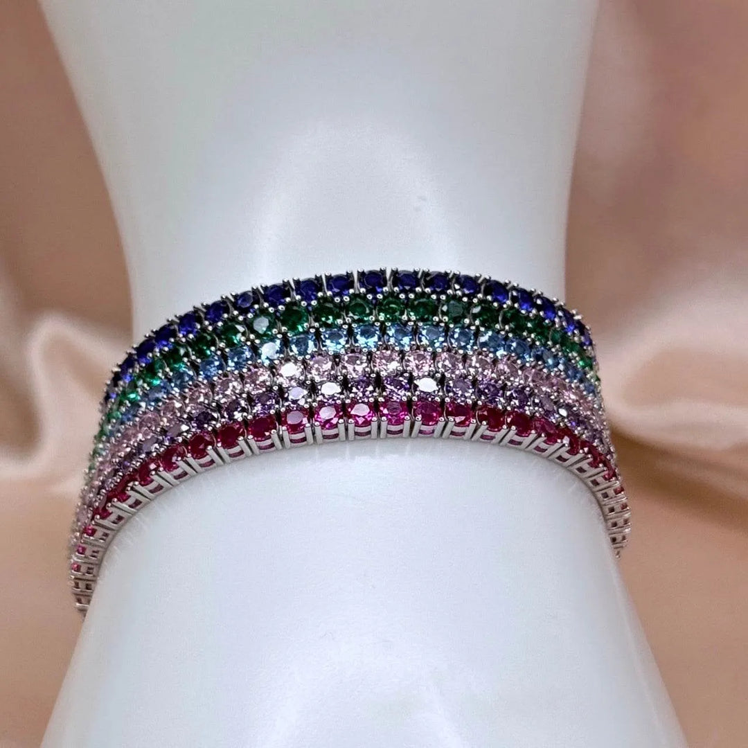 Cubic Zirconia Tennis Bracelet: 925 Sterling Silver