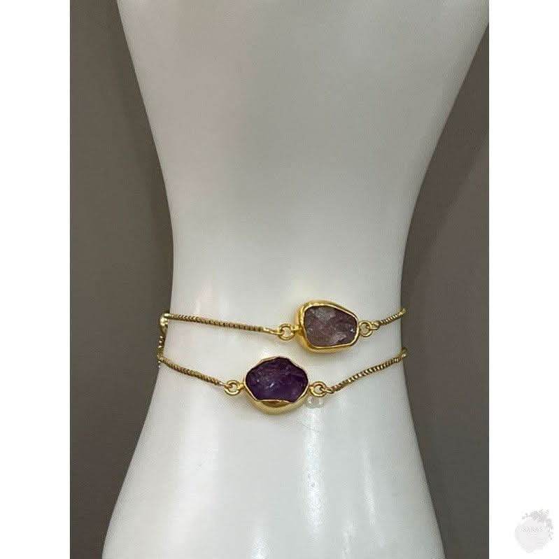 Adjustable Amethyst Rose Quartz Bracelet