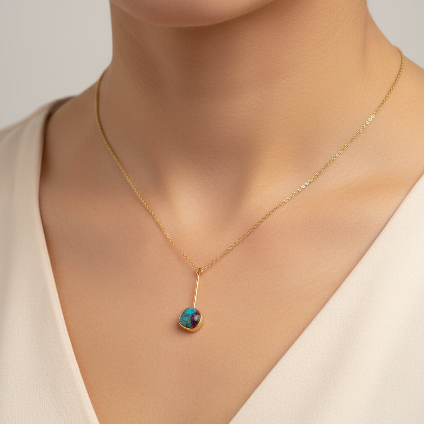 Amethyst Turquoise Jade gemstone necklace