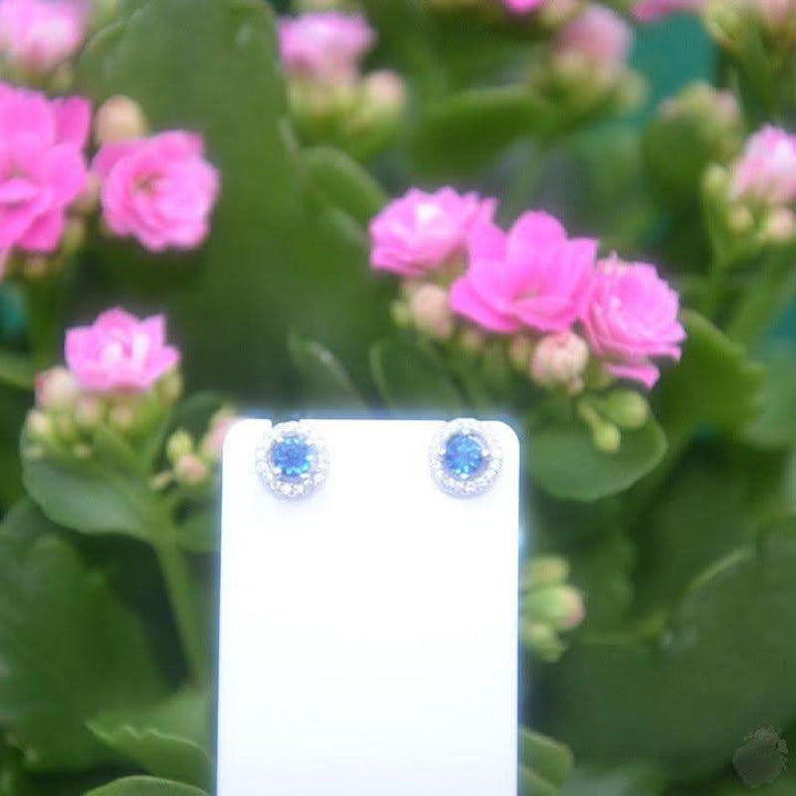 Chic Sterling Silver Round Studs with Semi-Precious Stones - Saras Beads & Jewellery