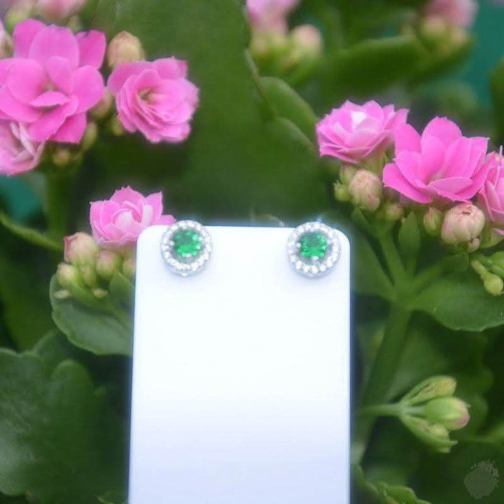 Chic Sterling Silver Round Studs with Semi-Precious Stones - Saras Beads & Jewellery