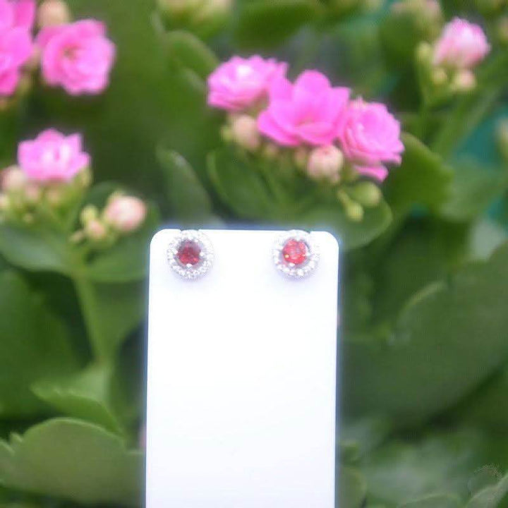 Chic Sterling Silver Round Studs with Semi-Precious Stones - Saras Beads & Jewellery