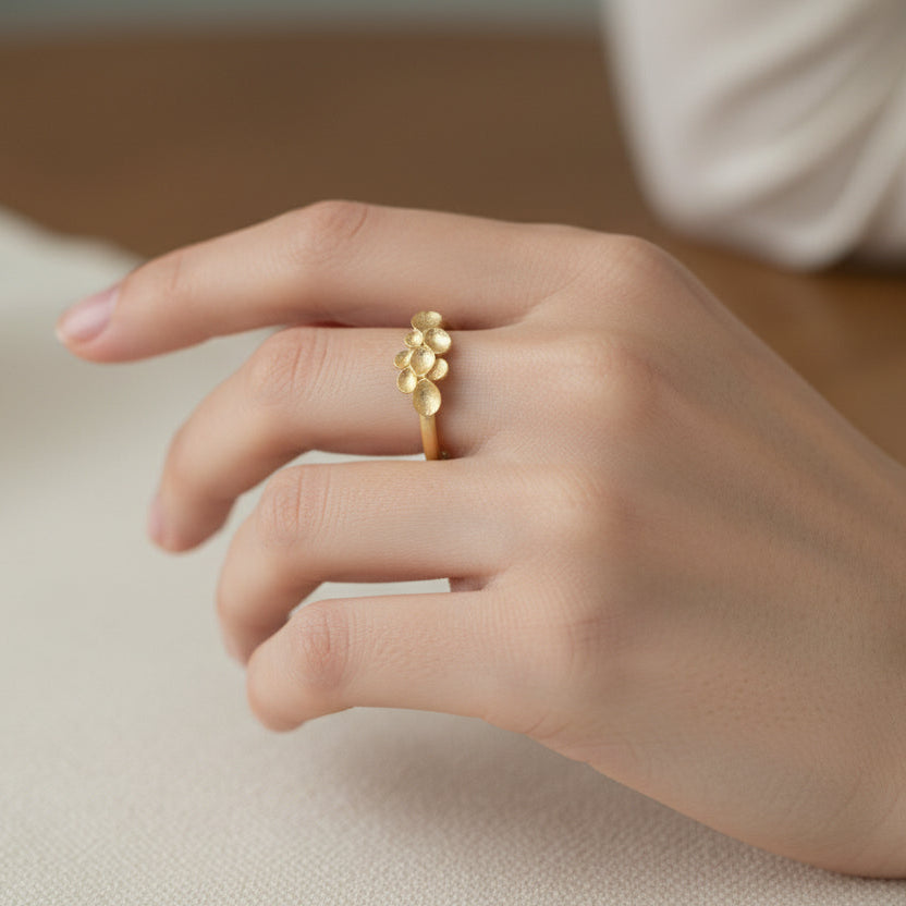 Gold Plated Floral Cluster Ring - Minimal Flower