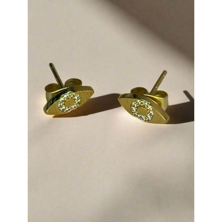 Elegant Sophistication: 18 Karat Gold-Plated Eye Stud Earrings - Saras Beads & Jewellery