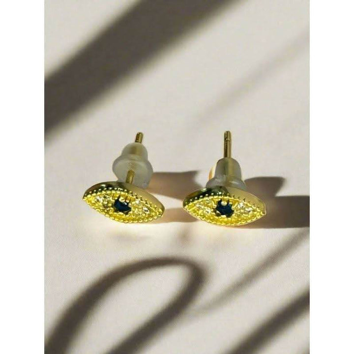 Elegant Sophistication: 18 Karat Gold-Plated Eye Stud Earrings - Saras Beads & Jewellery