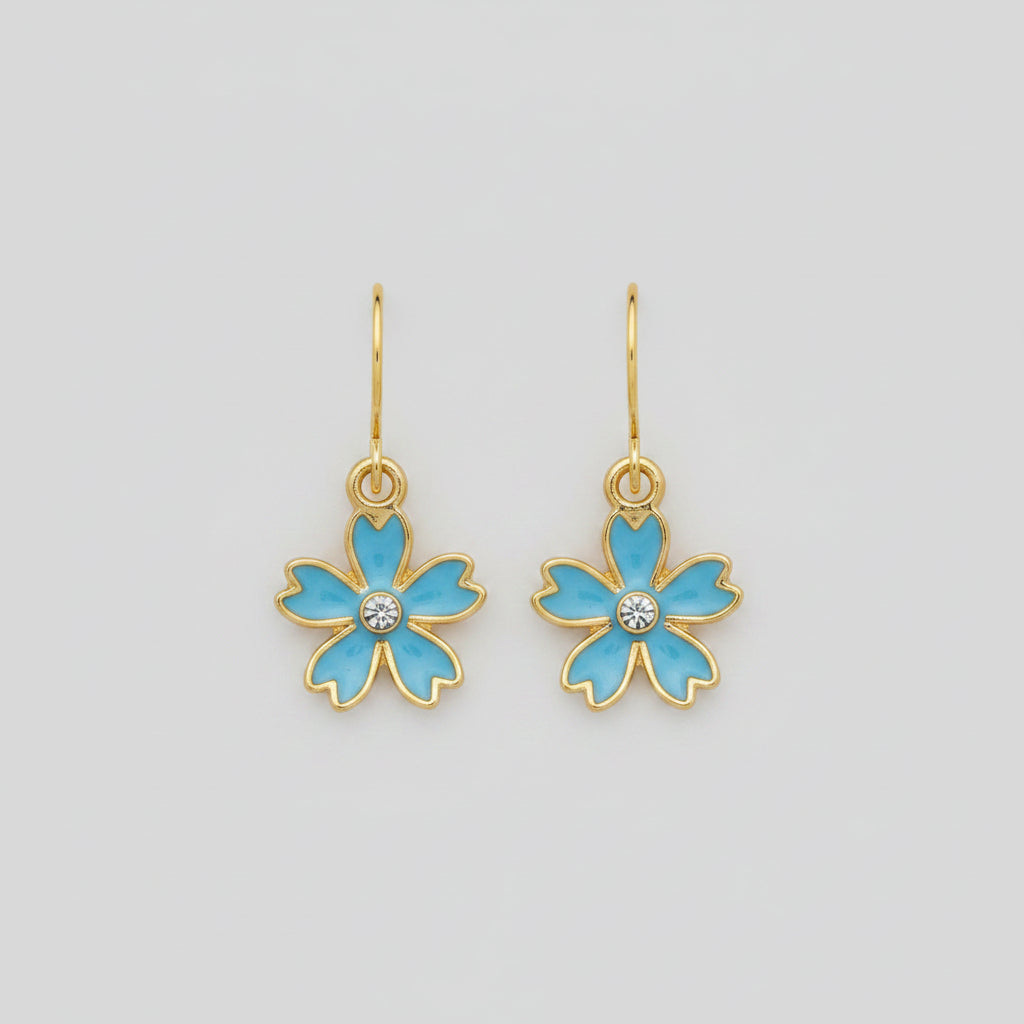 Handmade Gold Colour Flower Charm Earrings