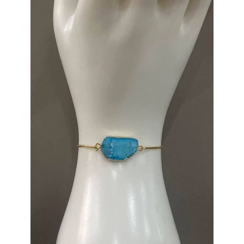 Handmade Adjustable Gold Plated Bracelet with Handcrafted Semi-Precious Stones - Saras Beads & Jewellery