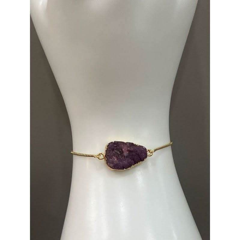 Handmade Adjustable Gold Plated Bracelet with Handcrafted Semi-Precious Stones - Saras Beads & Jewellery