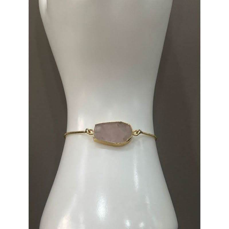 Handmade Adjustable Gold Plated Bracelet with Handcrafted Semi-Precious Stones - Saras Beads & Jewellery